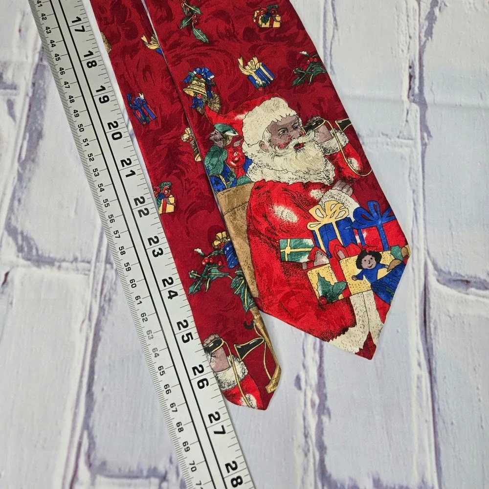 Croft & Barrow Red Santa‎ Claus Christmas Holiday Silk Blend Necktie Mens